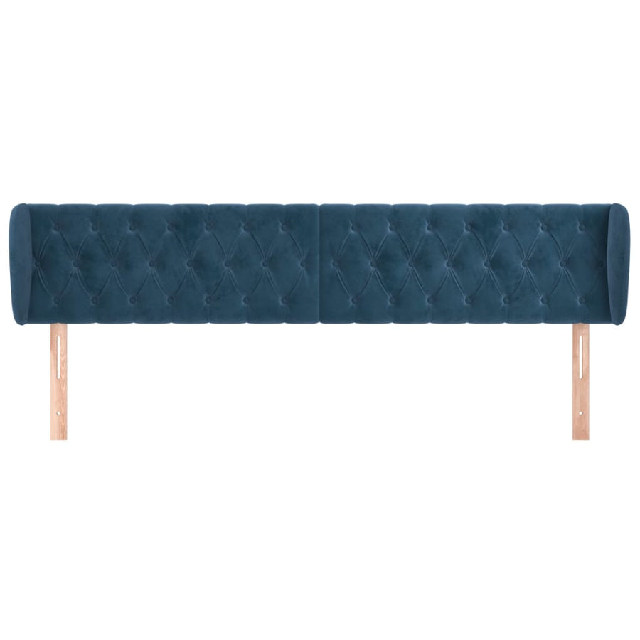Hoofdbord Met Randen Fluweel 203 x 23 x 78/88 cm Donkerblauw