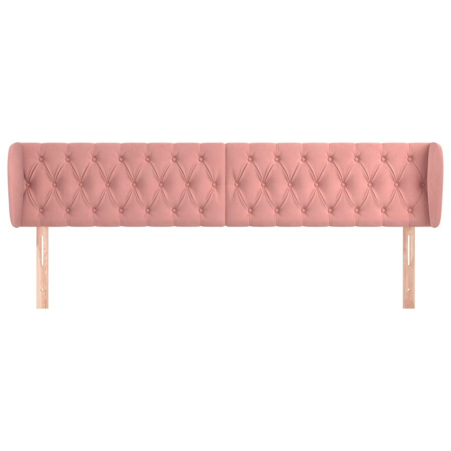 Hoofdbord Met Randen 203X23X78/88 Cm Fluweel Roze