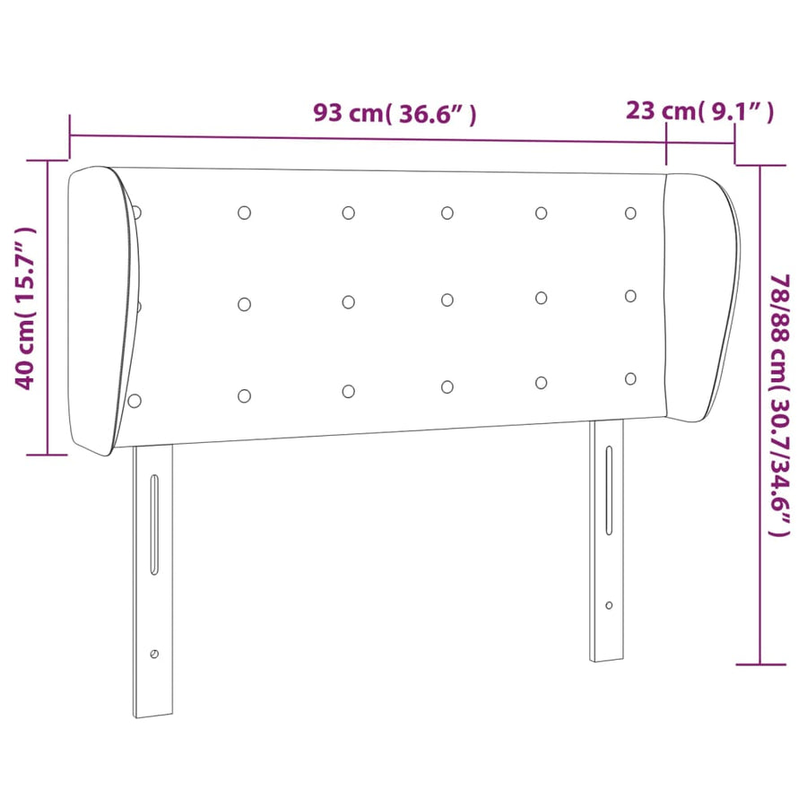 Hoofdbord Met Randen Stof 93 x 23 x 78/88 cm Donkergrijs