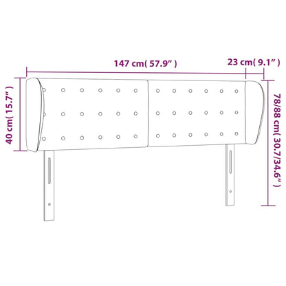 Hoofdbord Met Randen Stof 147 x 23 x 78/88 cm Lichtgrijs