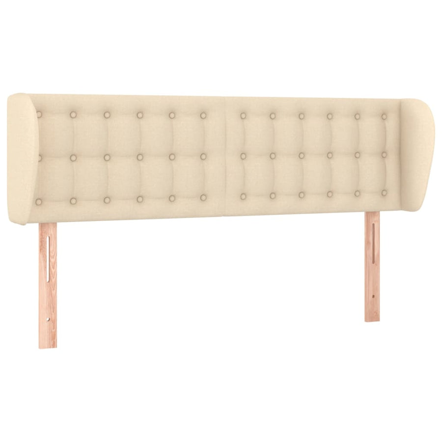 Hoofdbord Met Randen Stof Kleurig 147 x 23 x 78/88 cm Crème