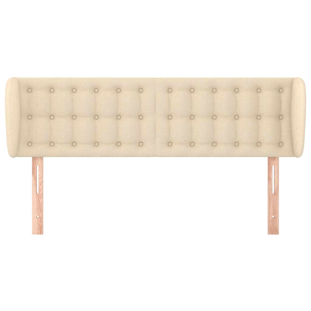 Hoofdbord Met Randen Stof Kleurig 147 x 23 x 78/88 cm Crème