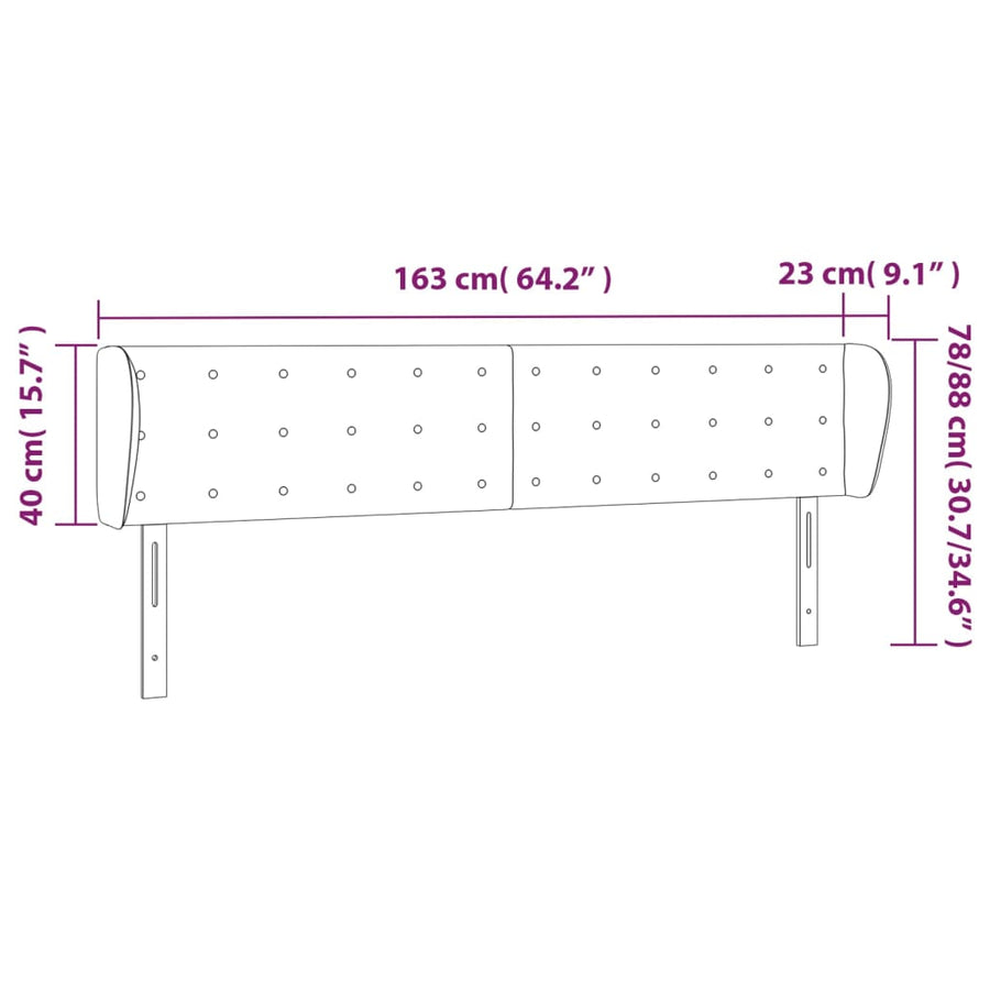 Hoofdbord Met Randen Stof 163 x 23 x 78/88 cm Donkerbruin