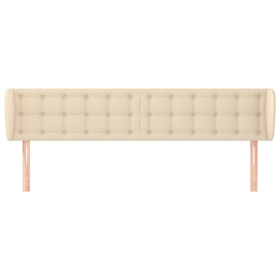 Hoofdbord Met Randen Stof Kleurig 163 x 23 x 78/88 cm Crème