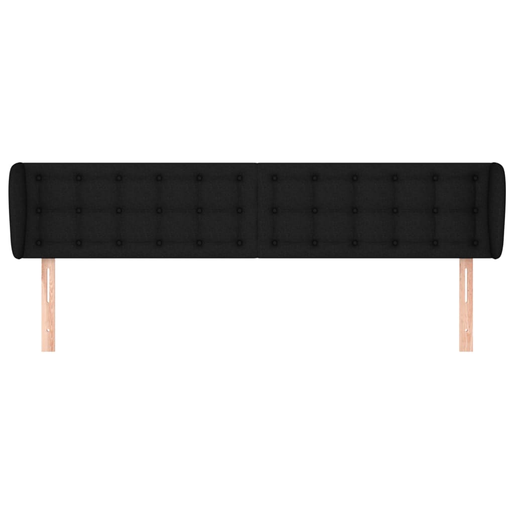Hoofdbord Met Randen Stof 183 x 23 x 78/88 cm Zwart