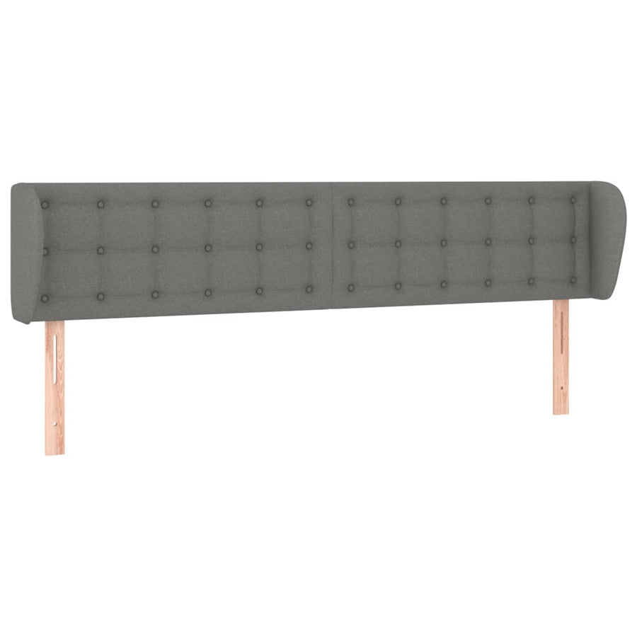 Hoofdbord Met Randen Stof 203 x 23 x 78/88 cm Donkergrijs
