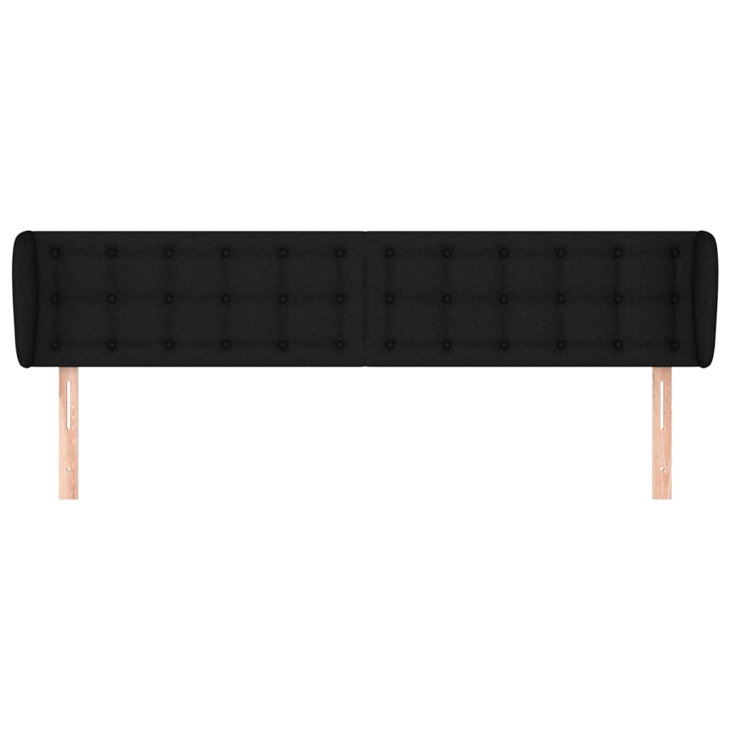Hoofdbord met randen 203x23x78/88 cm stof zwart 203 x 23 x 78/88 cm Zwart