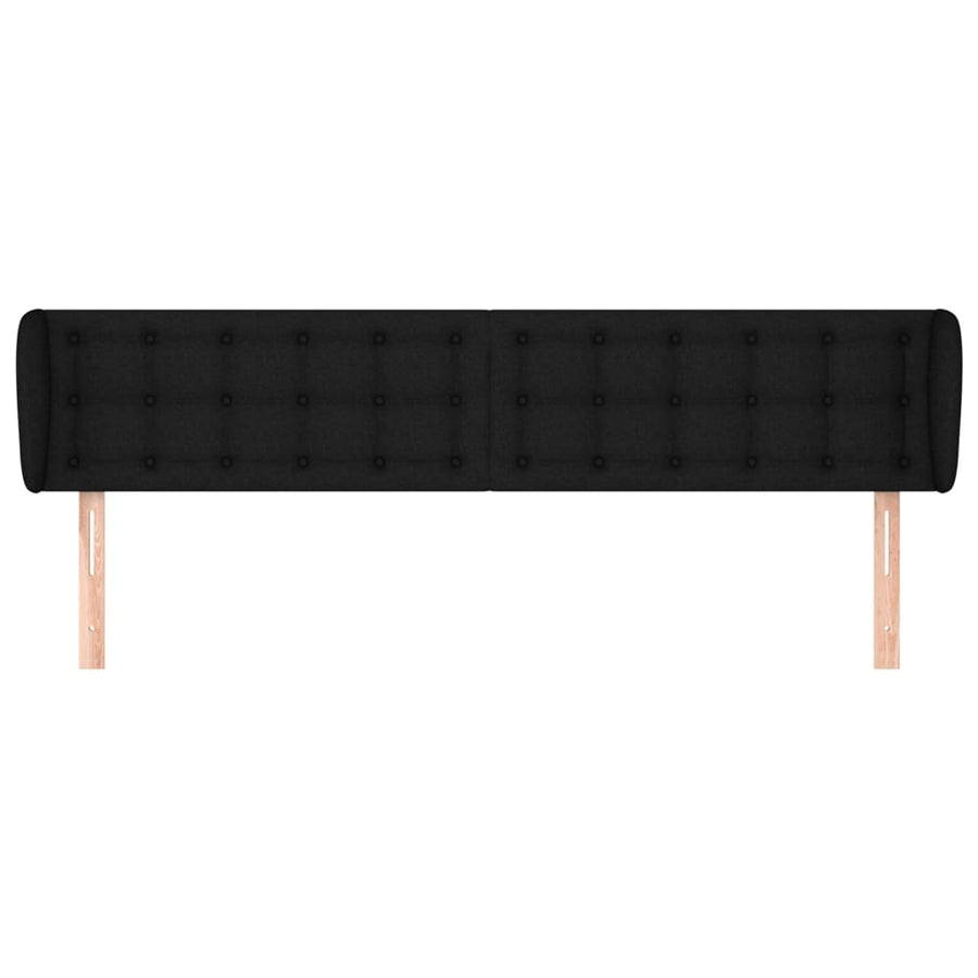 Hoofdbord met randen 203x23x78/88 cm stof zwart 203 x 23 x 78/88 cm Zwart