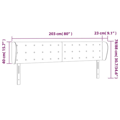 Hoofdbord met randen 203x23x78/88 cm stof zwart 203 x 23 x 78/88 cm Zwart