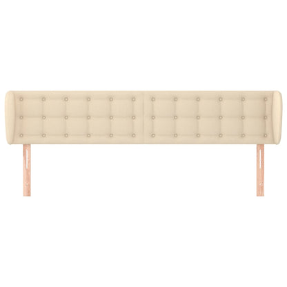 Hoofdbord Met Randen Stof Kleurig 203 x 23 x 78/88 cm Crème