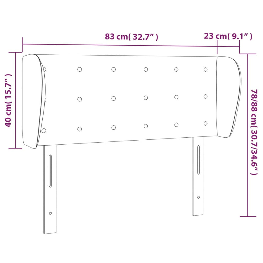 Hoofdbord Met Randen Fluweel 83 x 23 x 78/88 cm Roze
