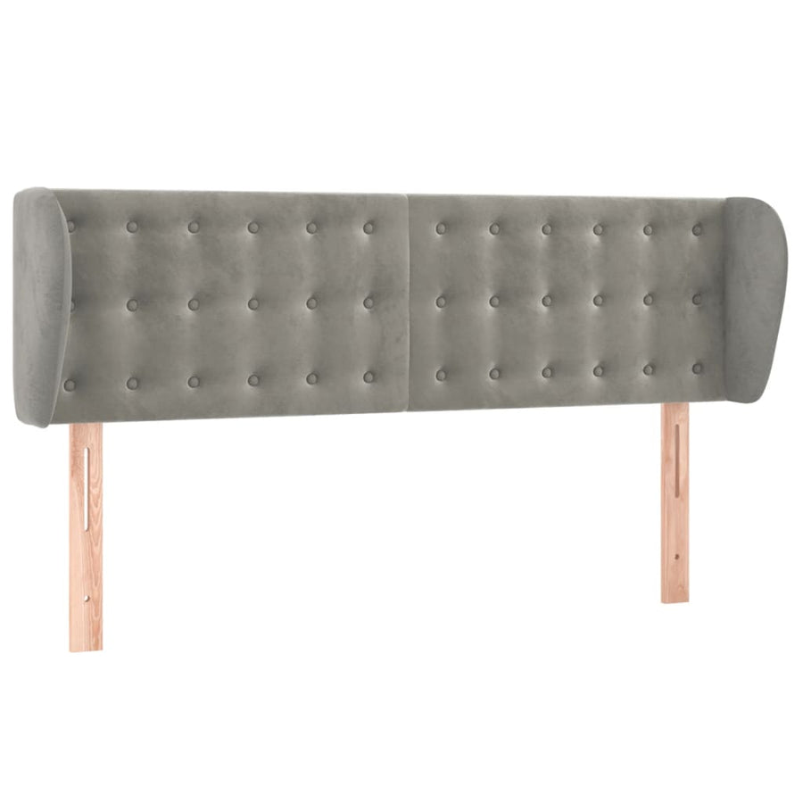 Hoofdbord Met Randen Fluweel 147 x 23 x 78/88 cm Lichtgrijs