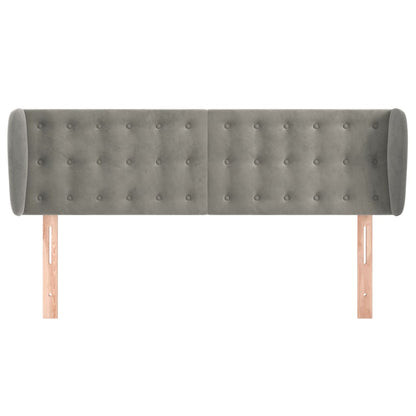 Hoofdbord Met Randen Fluweel 147 x 23 x 78/88 cm Lichtgrijs