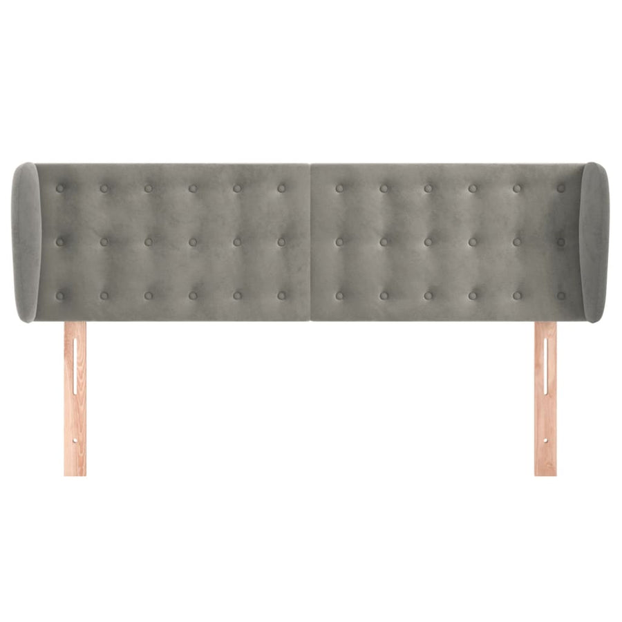 Hoofdbord Met Randen Fluweel 147 x 23 x 78/88 cm Lichtgrijs