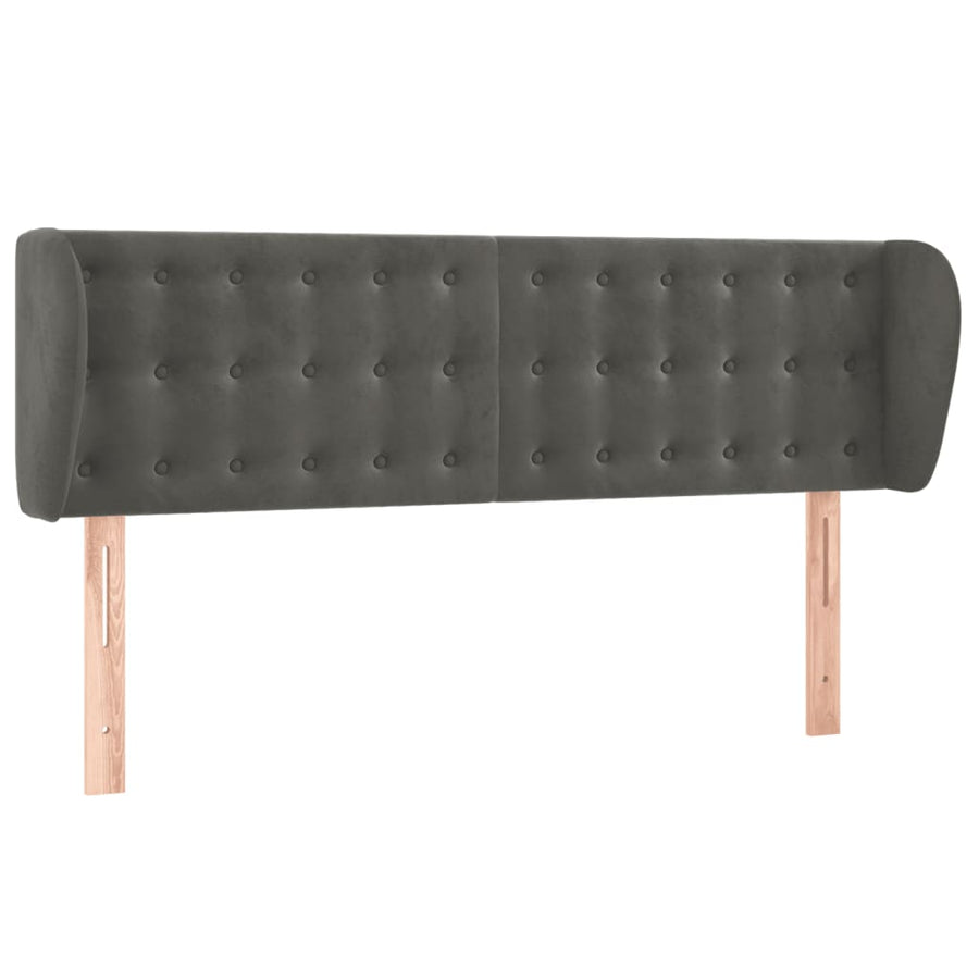 Hoofdbord Met Randen Fluweel 147 x 23 x 78/88 cm Donkergrijs