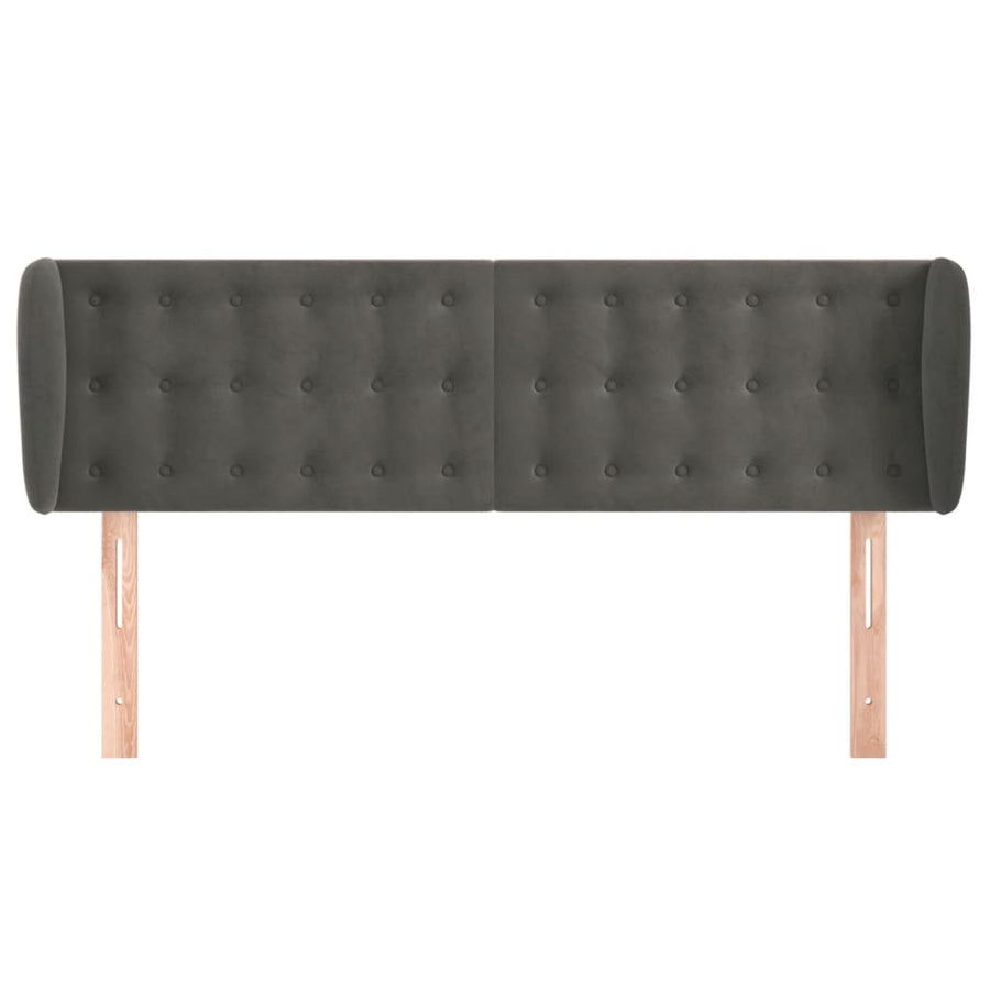 Hoofdbord Met Randen Fluweel 147 x 23 x 78/88 cm Donkergrijs