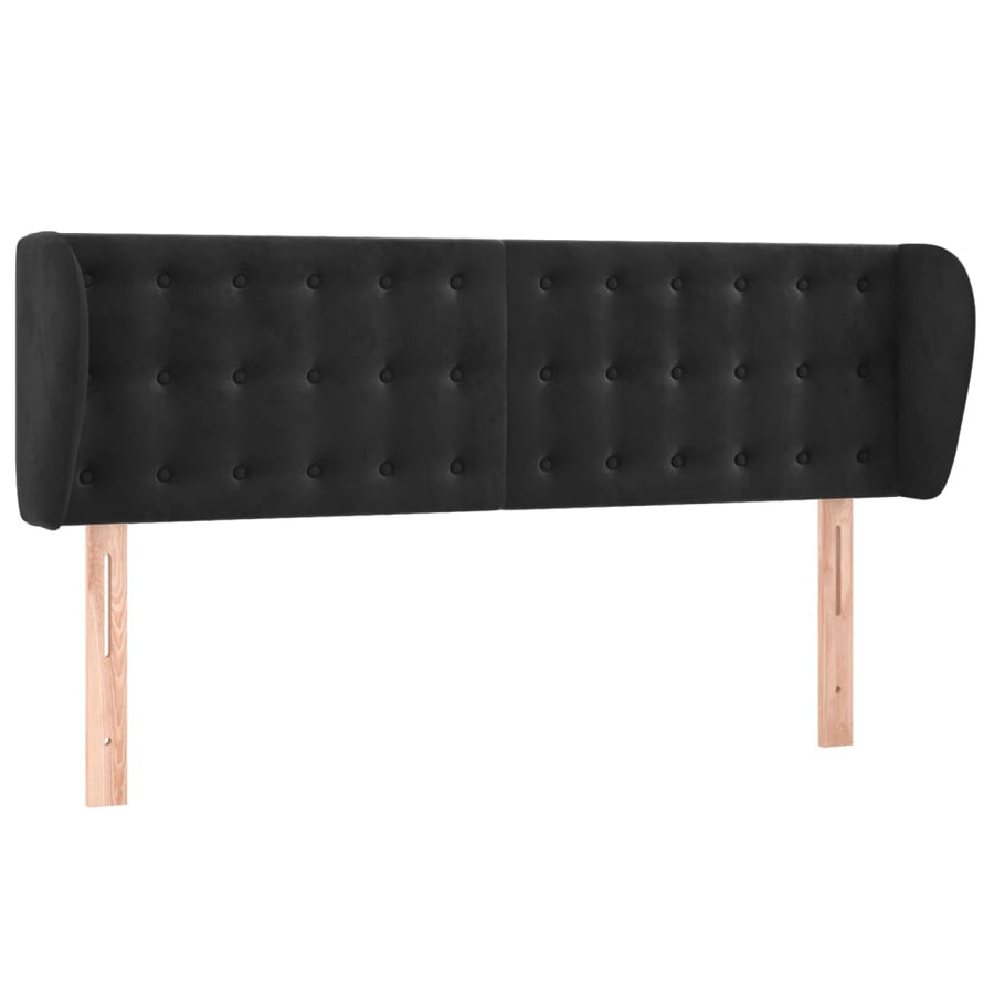 Hoofdbord Met Randen Fluweel 147 x 23 x 78/88 cm Zwart