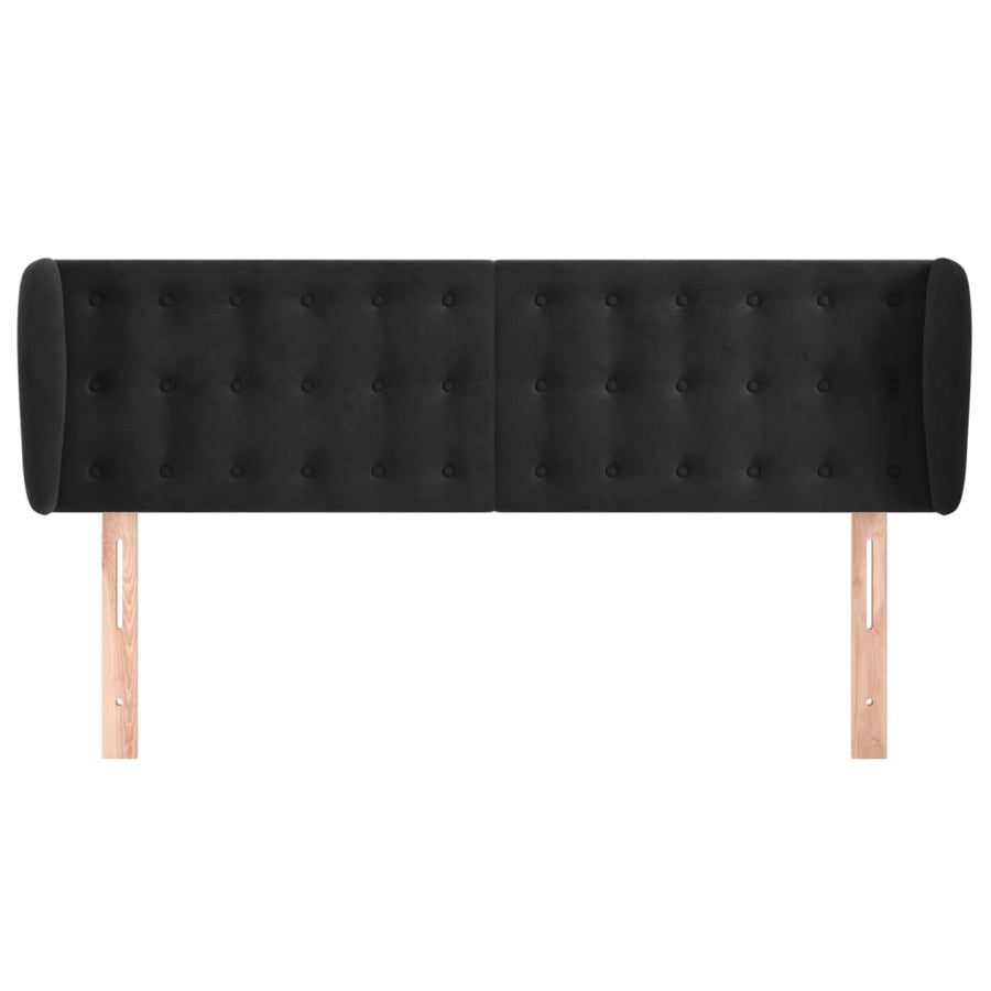 Hoofdbord Met Randen Fluweel 147 x 23 x 78/88 cm Zwart