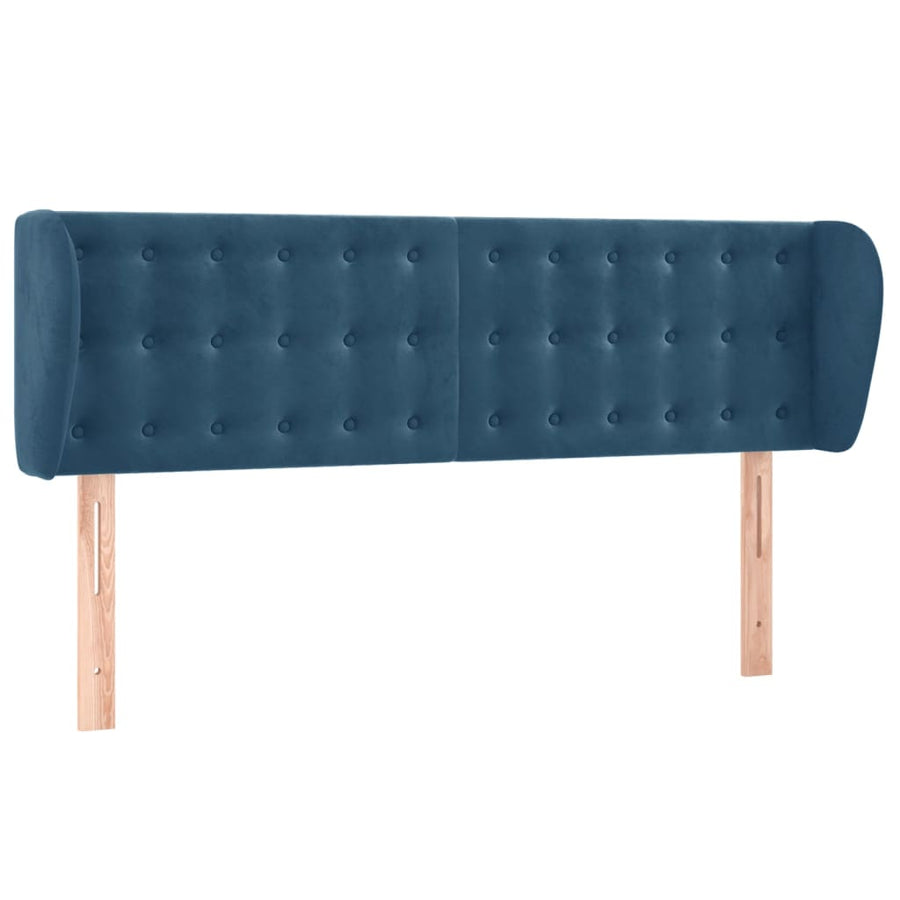 Hoofdbord Met Randen Fluweel 1 147 x 23 x 78/88 cm Donkerblauw