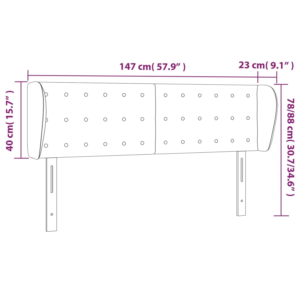 Hoofdbord Met Randen Fluweel 1 147 x 23 x 78/88 cm Donkerblauw