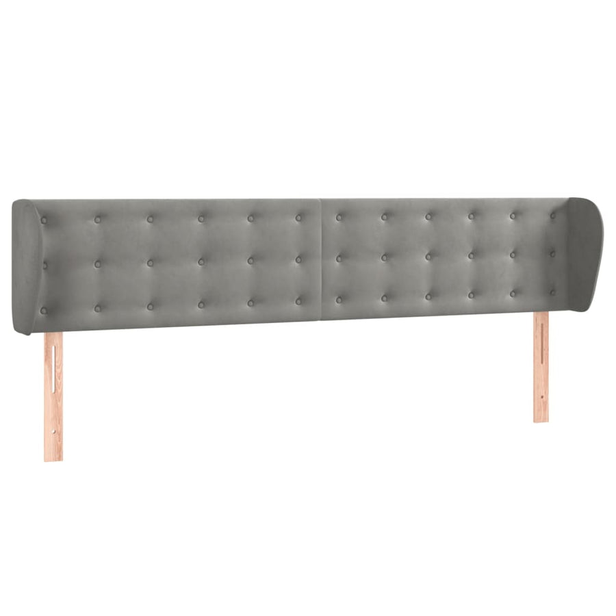 Hoofdbord Met Randen Fluweel 163 x 23 x 78/88 cm Lichtgrijs