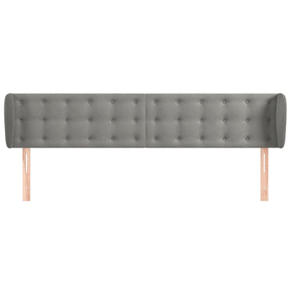 Hoofdbord Met Randen Fluweel 163 x 23 x 78/88 cm Lichtgrijs