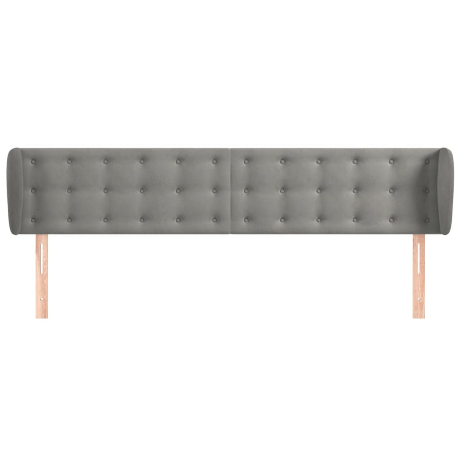 Hoofdbord Met Randen Fluweel 163 x 23 x 78/88 cm Lichtgrijs