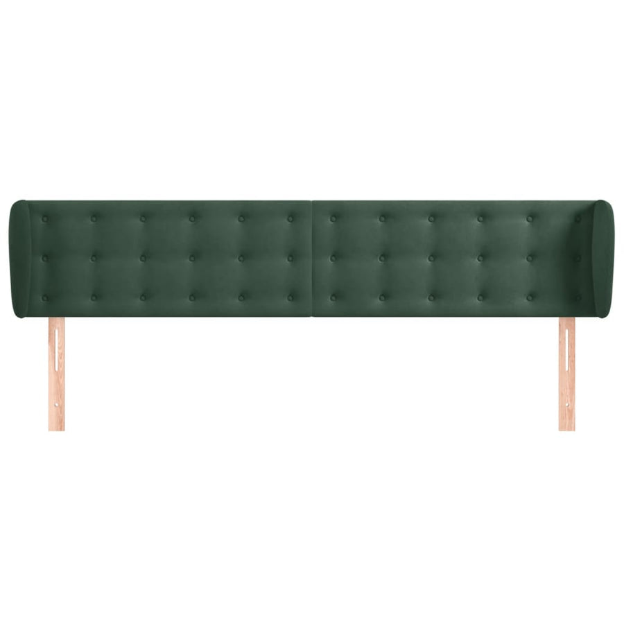 Hoofdbord Met Randen Fluweel 163 x 23 x 78/88 cm Donkergroen