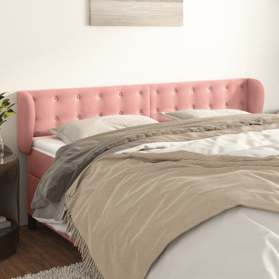 Hoofdbord Met Randen Fluweel 163 x 23 x 78/88 cm Roze