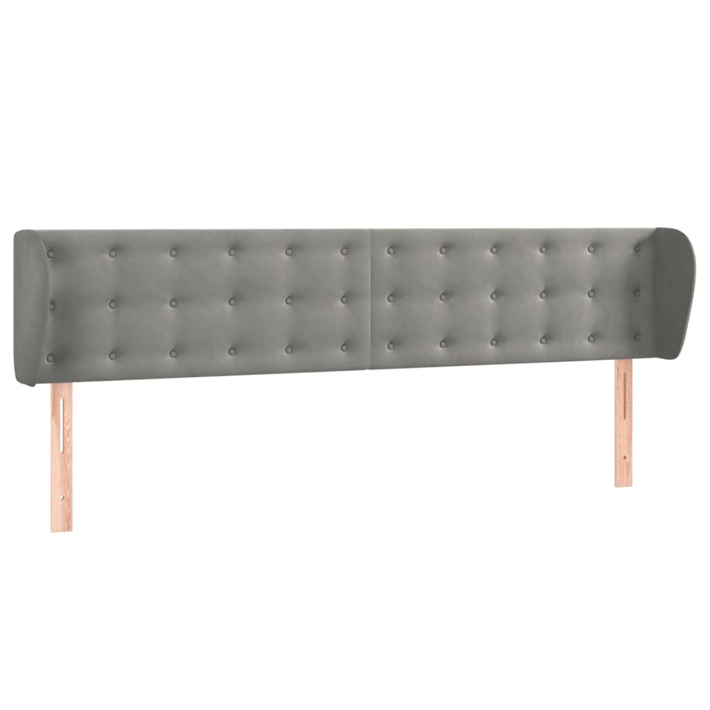 Hoofdbord Met Randen Fluweel 1 183 x 23 x 78/88 cm Lichtgrijs