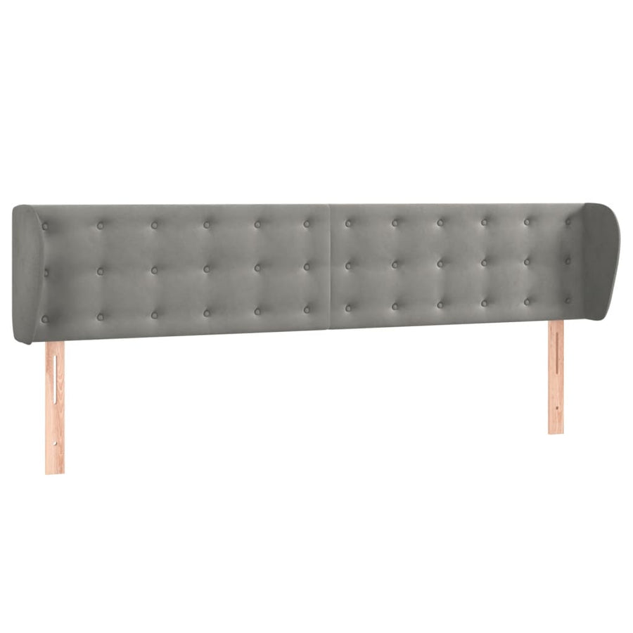 Hoofdbord Met Randen Fluweel 1 183 x 23 x 78/88 cm Lichtgrijs