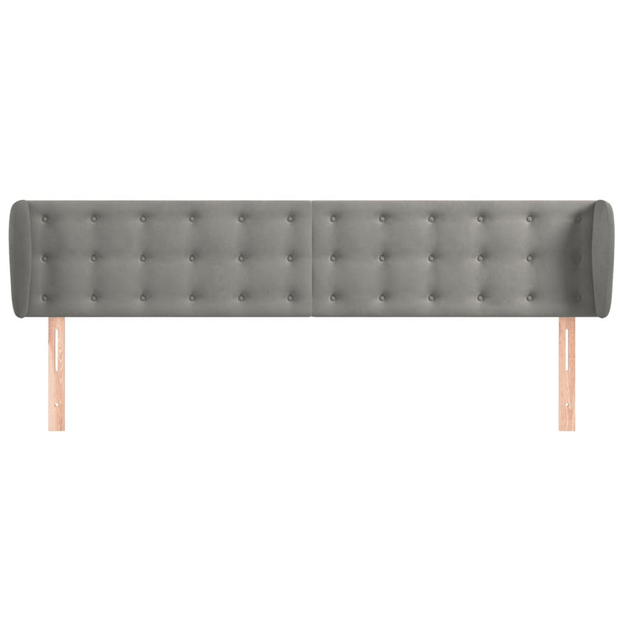 Hoofdbord Met Randen Fluweel 1 183 x 23 x 78/88 cm Lichtgrijs