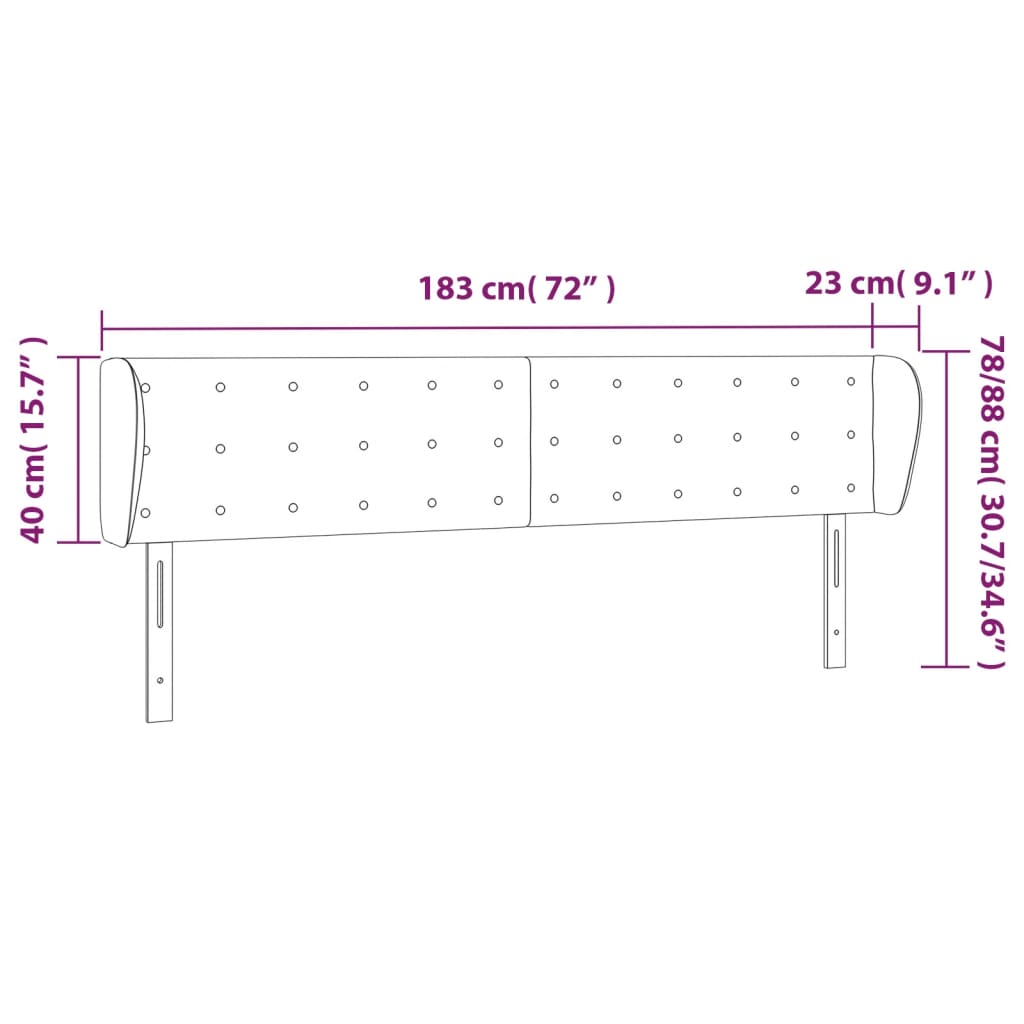 Hoofdbord Met Randen Fluweel 1 183 x 23 x 78/88 cm Lichtgrijs
