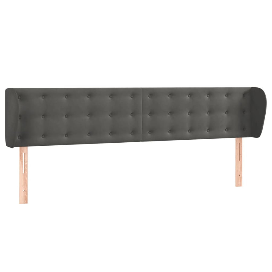 Hoofdbord Met Randen Fluweel 183 x 23 x 78/88 cm Donkergrijs