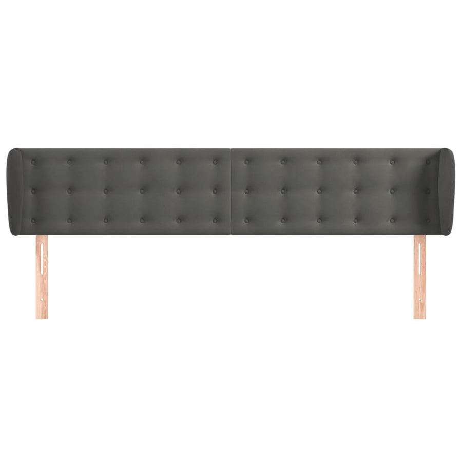 Hoofdbord Met Randen Fluweel 183 x 23 x 78/88 cm Donkergrijs