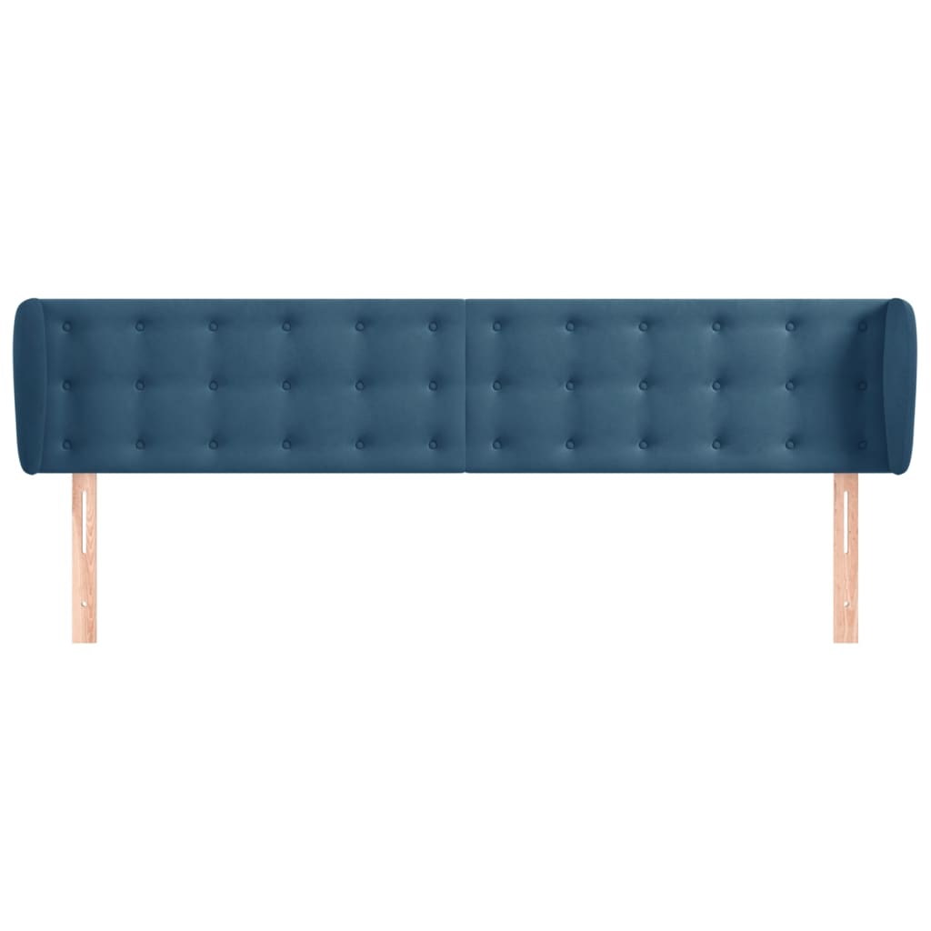Hoofdbord Met Randen 183X23X78/88 Cm Fluweel Donkerblauw 183 x 23 x 78/88 cm