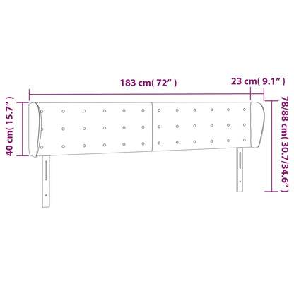 Hoofdbord Met Randen 183X23X78/88 Cm Fluweel Roze 183 x 23 x 78/88 cm