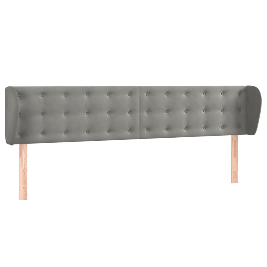 Hoofdbord Met Randen Fluweel 203 x 23 x 78/88 cm Lichtgrijs