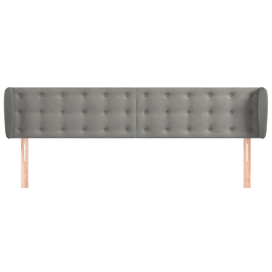 Hoofdbord Met Randen Fluweel 203 x 23 x 78/88 cm Lichtgrijs