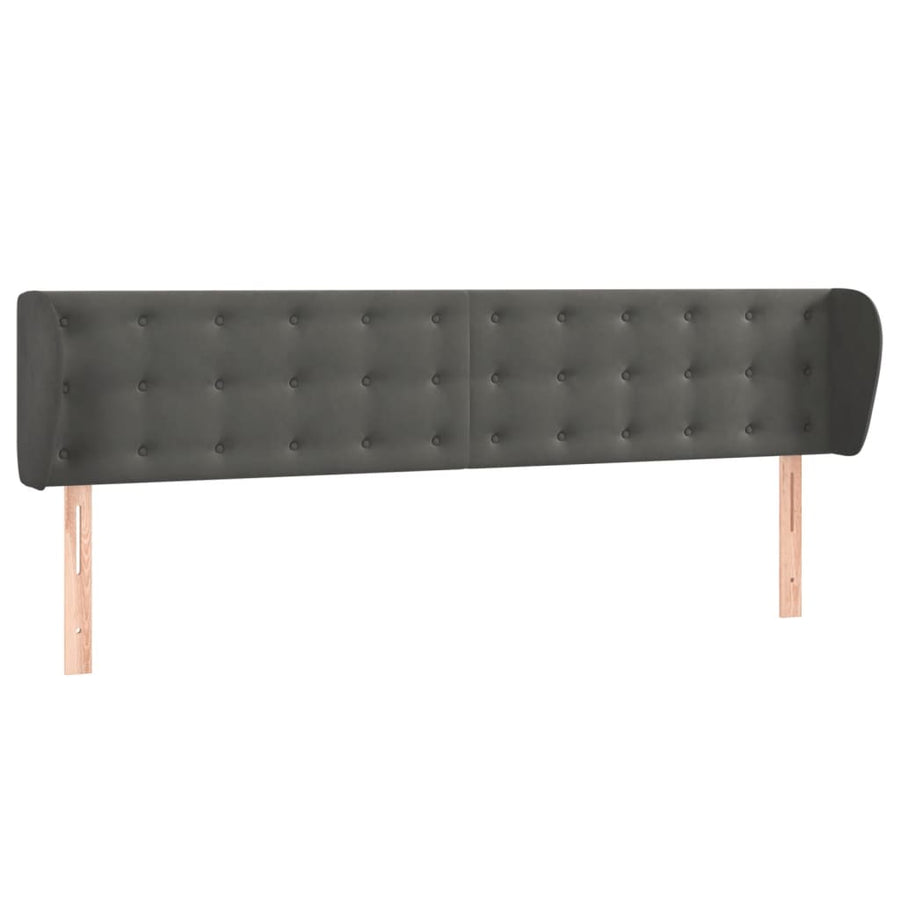 Hoofdbord Met Randen Fluweel 203 x 23 x 78/88 cm Donkergrijs