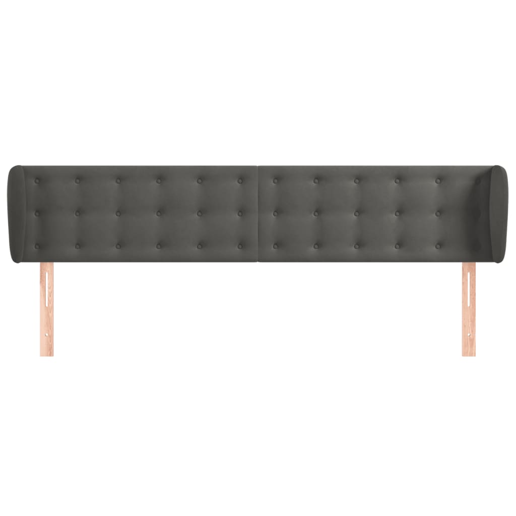 Hoofdbord Met Randen Fluweel 203 x 23 x 78/88 cm Donkergrijs