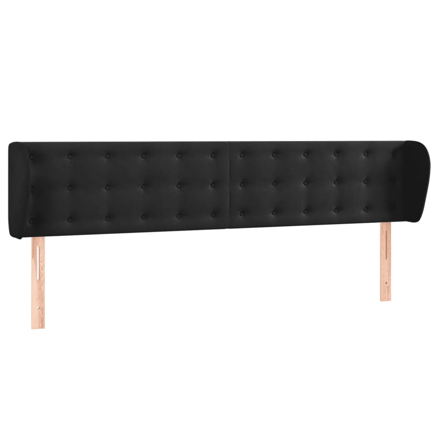 Hoofdbord Met Randen Fluweel 203 x 23 x 78/88 cm Zwart