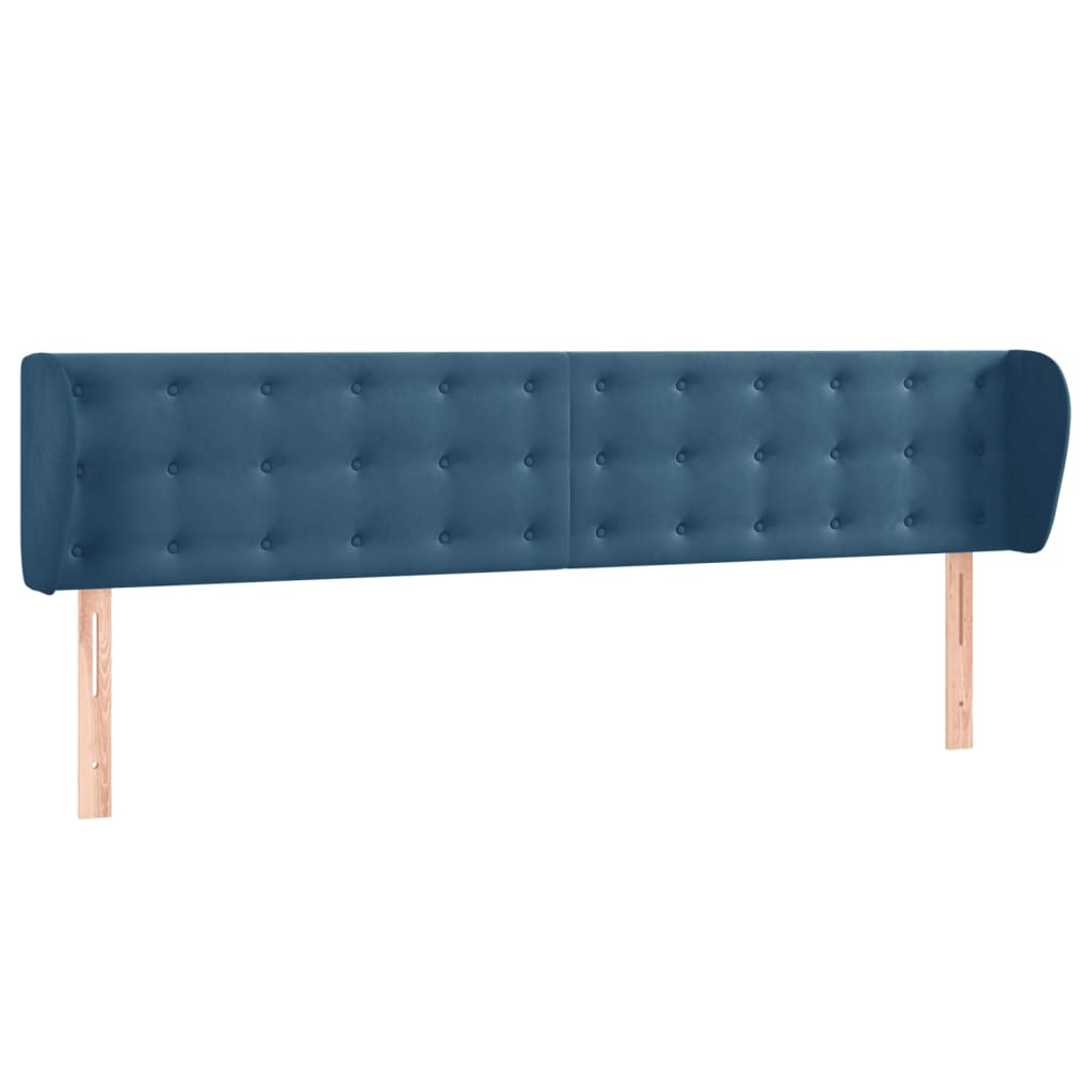 Hoofdbord Met Randen Fluweel 203 x 23 x 78/88 cm Donkerblauw