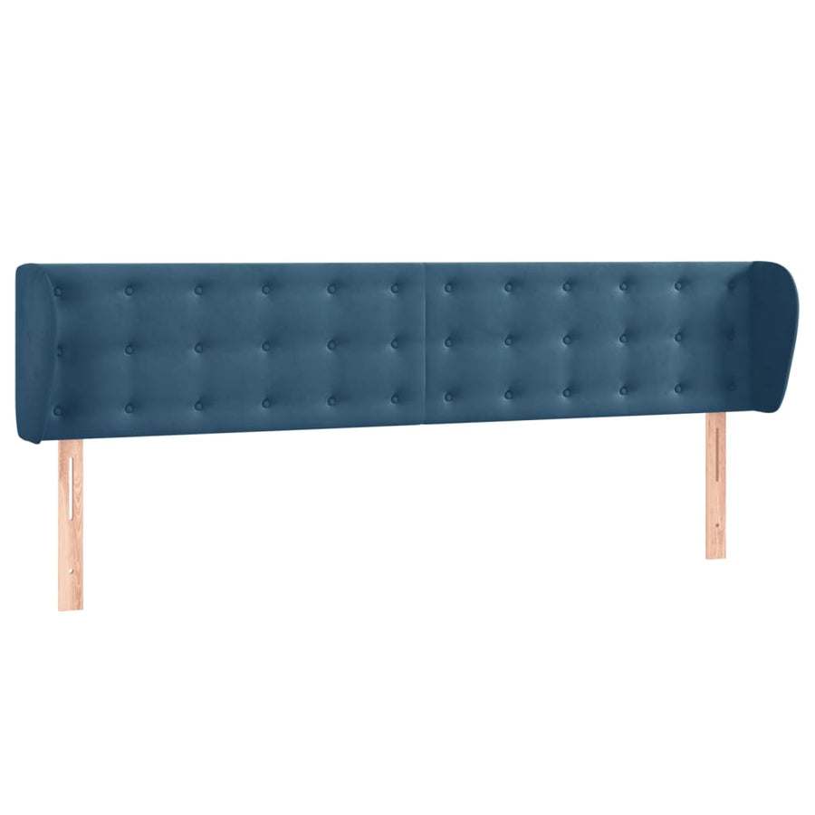 Hoofdbord Met Randen Fluweel 203 x 23 x 78/88 cm Donkerblauw