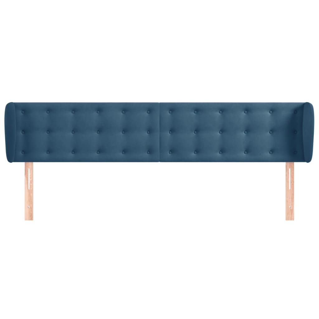 Hoofdbord Met Randen Fluweel 203 x 23 x 78/88 cm Donkerblauw