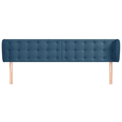 Hoofdbord Met Randen Fluweel 203 x 23 x 78/88 cm Donkerblauw