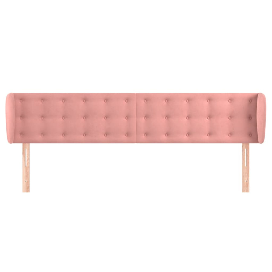 Hoofdbord Met Randen Fluweel 203 x 23 x 78/88 cm Roze