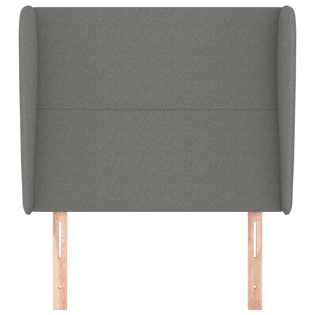 Hoofdbord met randen 83x23x118/128 cm stof donkergrijs 83 x 23 x 118/128 cm Donkergrijs