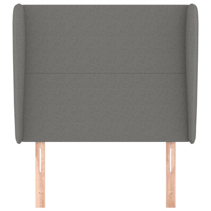 Hoofdbord met randen 83x23x118/128 cm stof donkergrijs 83 x 23 x 118/128 cm Donkergrijs