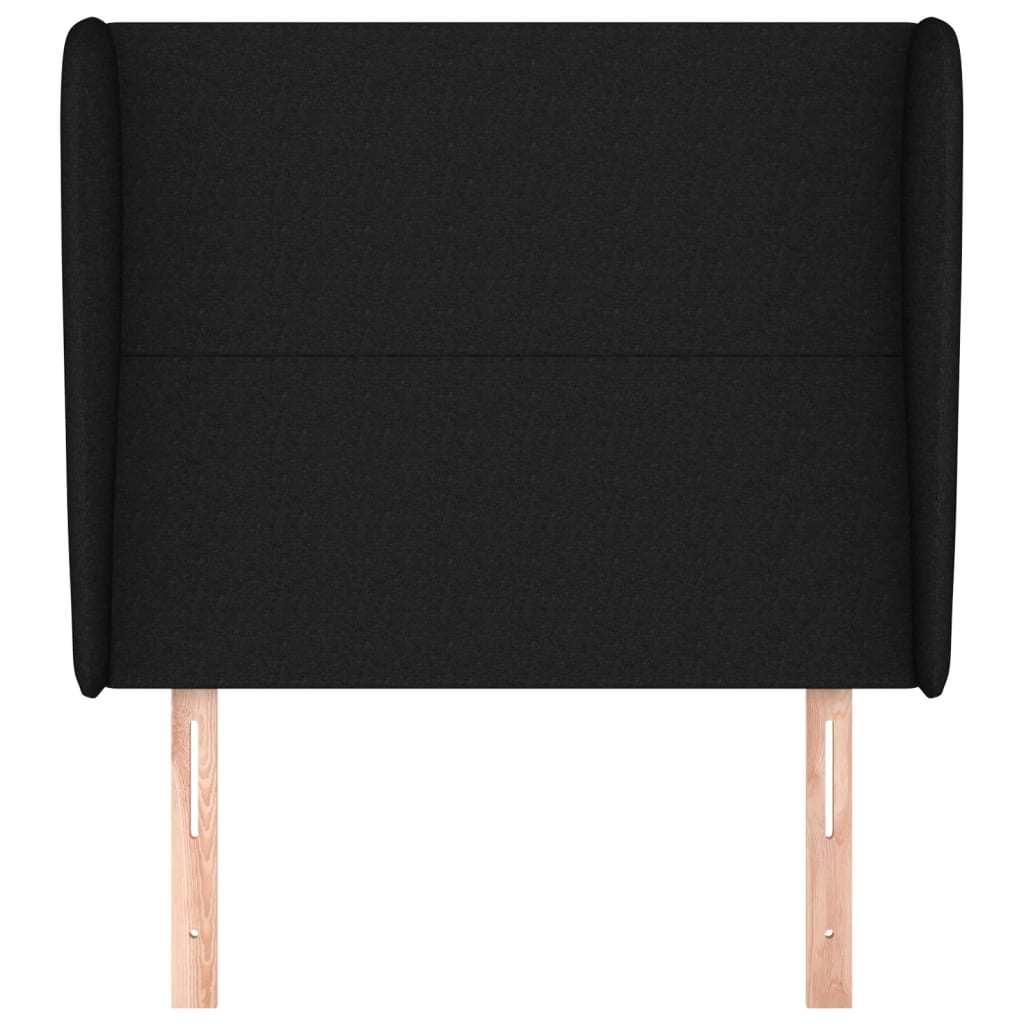 Hoofdbord met randen 83x23x118/128 cm stof zwart 83 x 23 x 118/128 cm Zwart